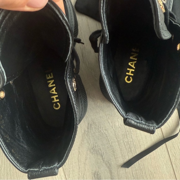 CHANEL Grained Calfskin Lace Up Combat Boots - Picture 5 of 11